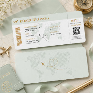 Destination Boarding Pass Plane Ticket Wedding Invitation