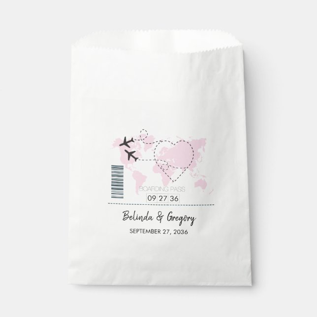 Destination Boarding Pass Wedding   Favour Bags (Front)