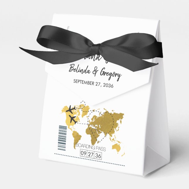 Destination Boarding Pass Wedding  Favour Box (Front Side)