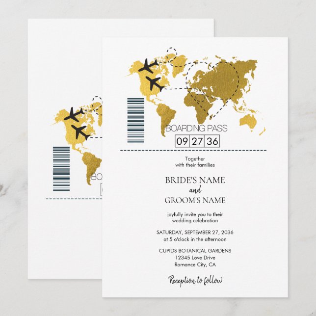 Destination Boarding Pass Wedding Invitation (Front/Back)