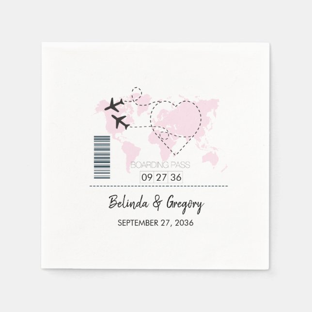 Destination Boarding Pass Wedding  Napkin (Front)
