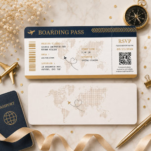 Destination Boarding Pass Wedding Plane Ticket Invitation