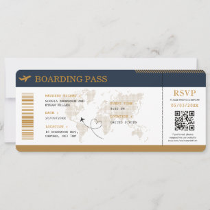Destination Boarding Pass Wedding Plane Ticket Invitation