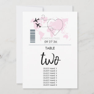Destination Boarding Pass Wedding Table Number
