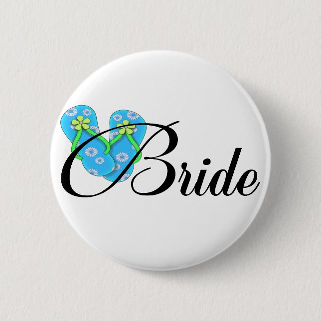 Destination Bride Flip Flop Blue 6 Cm Round Badge (Front)
