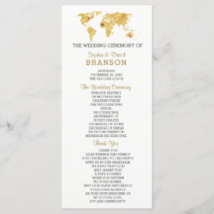 Destination Gold World Map Wedding Program Programme