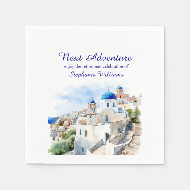 Destination Greece island Retirement Party  Napkin (Front)