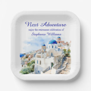Destination Greece island Retirement Party  Paper Plate