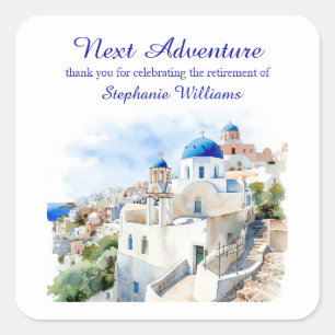 Destination Greece island Retirement Party Square Sticker
