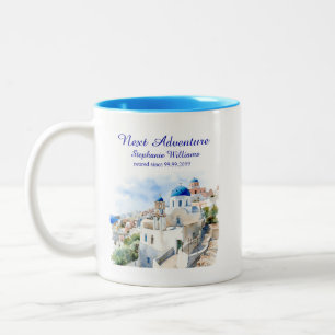 Destination Greece island Retirement Party  Two-Tone Coffee Mug