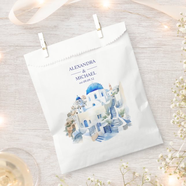 Destination Greece Santorini Wedding Favour Bags (Clipped)
