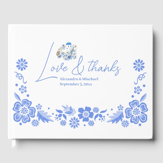 Destination Greece Santorini Wedding Guest Book (Front)