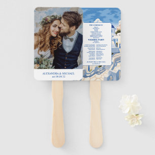 Destination Greece Santorini Wedding Hand Fan