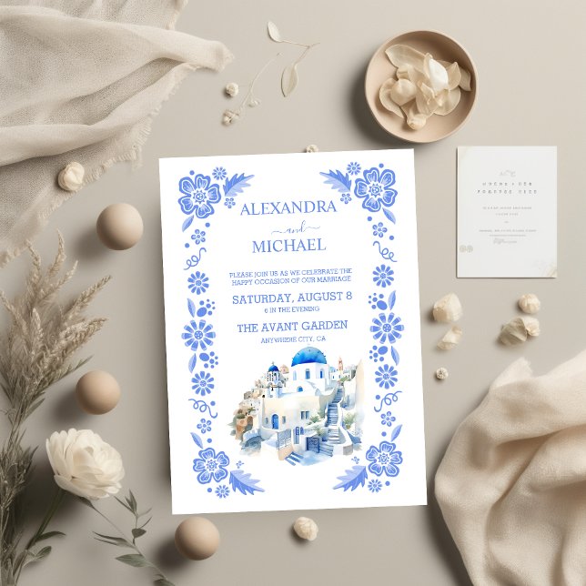 Destination Greece Santorini Wedding Invitation (Creator Uploaded)