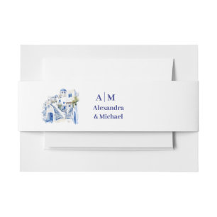 Destination Greece Santorini Wedding Invitation Belly Band