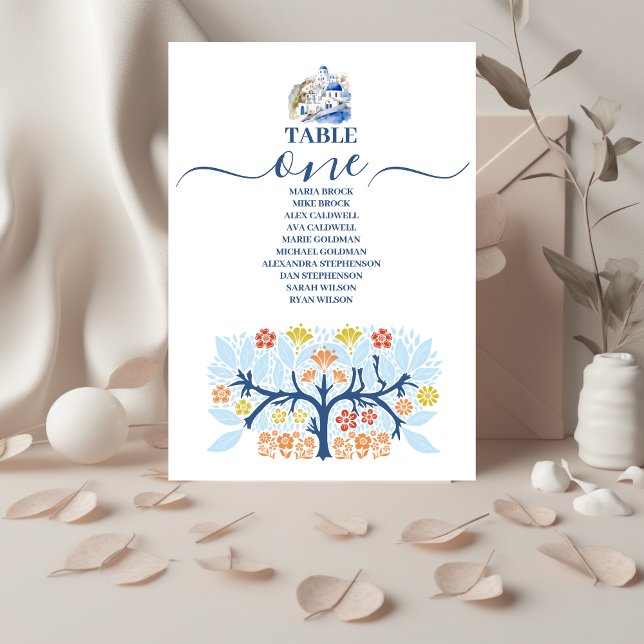 Destination Greece Santorini Wedding Table Number (Creator Uploaded)