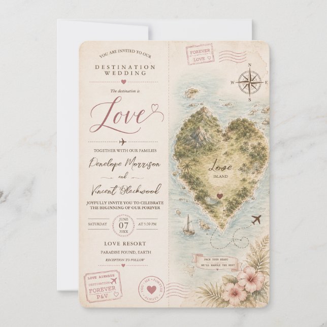 Destination: Love Wedding Invitation (Front)