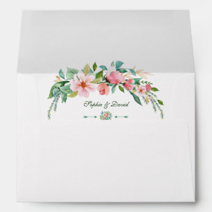 Destination Luau Tropical Floral Wreath Wedding Envelope