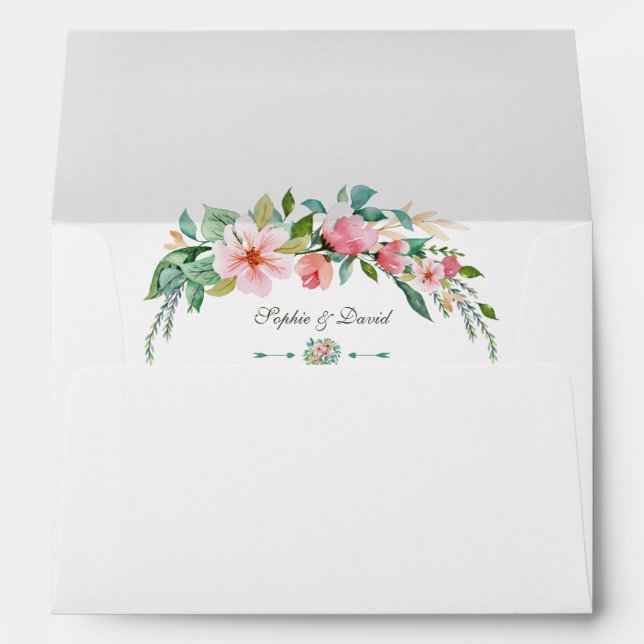 Destination Luau Tropical Floral Wreath Wedding Envelope (Back (Bottom))