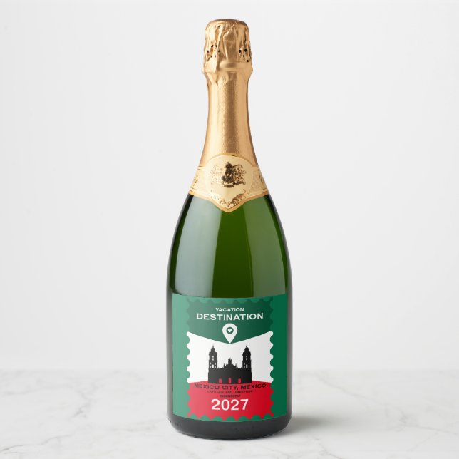 Destination Mexico Vacation Gift Sparkling Wine Label (Front)