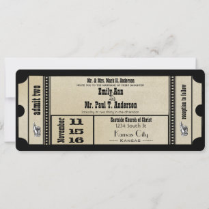 Destination Old Hollywood Ticket Playbill Wedding Invitation
