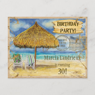 Destination Paradise Tropical Beach Birthday Party Invitation