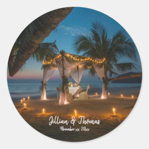 Destination Paradise Wedding Classic Round Sticker