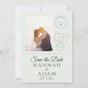 Destination Passport Photo Wedding Save the Date Invitation
