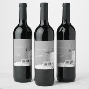 Destination Retirement Party Greek White Grey Wine Label
