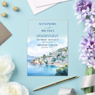 Destination Santorini Wedding Acrylic Invitations