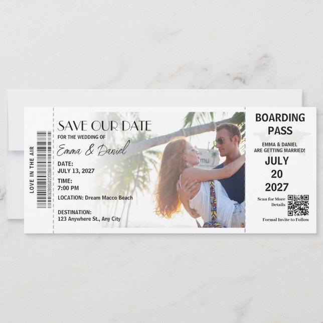 Destination Save the Date Wedding Plane (Front)