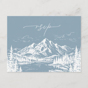 Destination Scenery Sketch RSVP Response Announcement Postcard