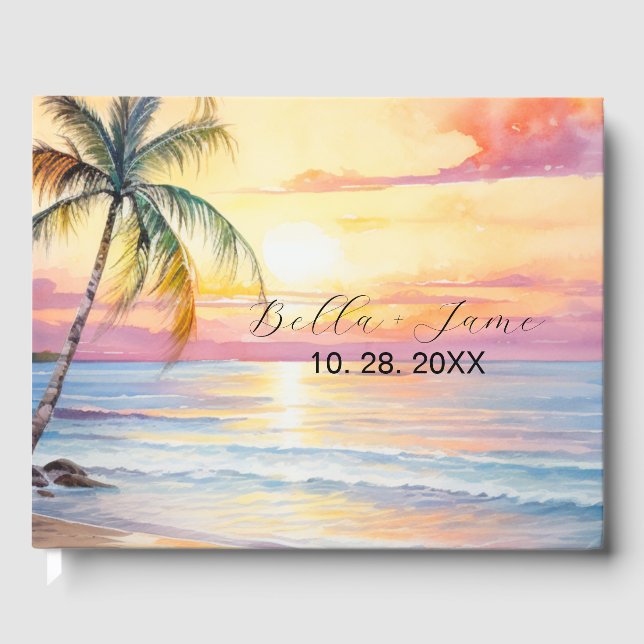 Destination Sunset Beach Wedding  Guest Book (Front)