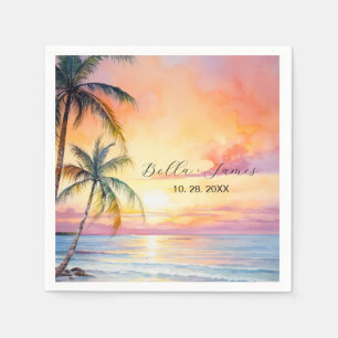 Destination Sunset Beach Wedding  Napkin