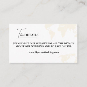 Destination Travel Theme wedding Details Card