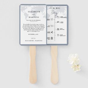 Destination Travel wedding day Events Timeline Hand Fan