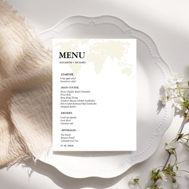 Destination Travel Word wedding Bridal Shower Menu (Creator Uploaded)