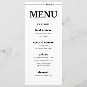 Destination Tropical Beach Wedding Menu