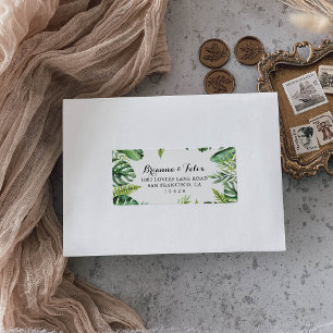 Destination Tropical Green Wedding RSVP Address Label