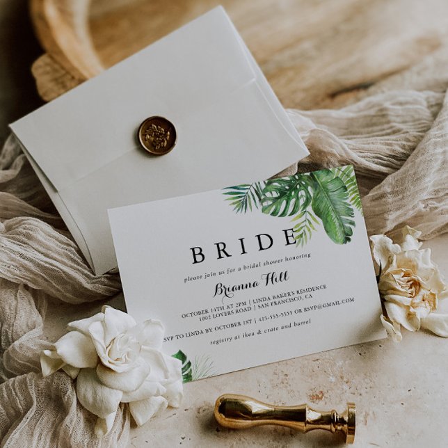 Destination Tropical Greenery Bride Bridal Shower Invitation (Creator Uploaded)