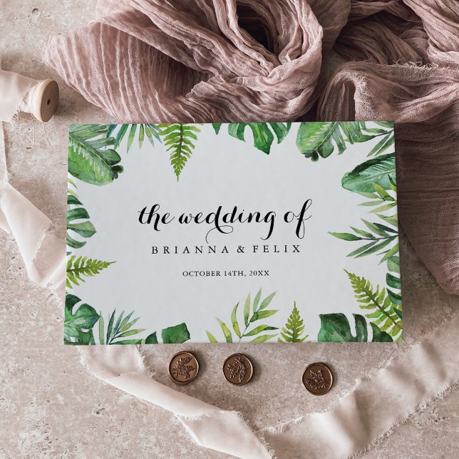 Destination Tropical Greenery Calligraphy Wedding Guest Book (Creator Uploaded)