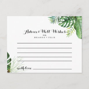 Destination Tropical Greenery Wedding Advice Card