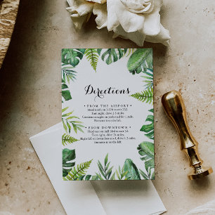 Destination Tropical Greenery Wedding Directions Enclosure Card