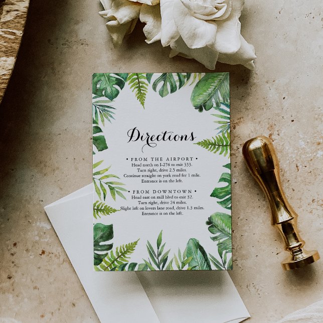 Destination Tropical Greenery Wedding Directions Enclosure Card (Creator Uploaded)