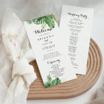 Destination Tropical Greenery Wedding Program Programme<br><div class="desc">This destination tropical greenery wedding program is perfect for a simple wedding. The design features hand-painted watercolor green palm and banana leaves neatly arranged into beautiful bouquets.</div>