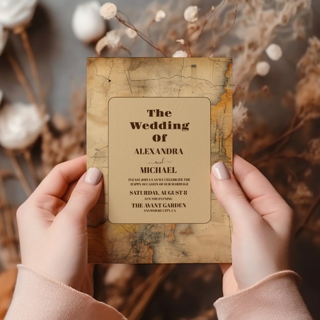 Destination Watercolor Map Travel Wedding Invitation (Creator Uploaded)