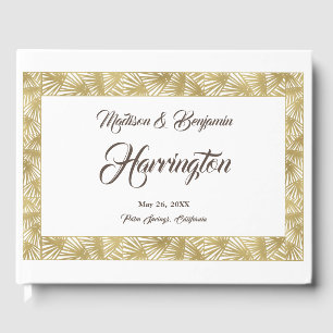 Destination Wedding, Beach, Palms, Gold Foil Guest Book