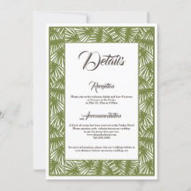 Destination Wedding, Beach Wedding, Details Card