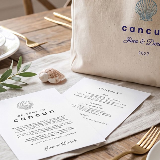 Destination Wedding Black and White Program Card (Creator Uploaded)