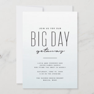 Destination wedding blue watercolor invitation